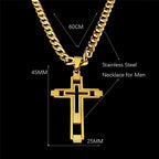 Hip Hop Cross Stainless Steel Chain Necklaces Gold Color Long Pendant Necklace for Women Men Christian Jewelry collier
