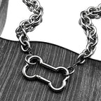 Punk Korean Dogs Bone Pendant Necklace For Women Egirl Stainless Steel Silver Color Cool Accessory Cute Diy Chain Jewelry Goth