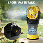 Outdoor Spray Fan 2000ml 15000mAh, 4 Speeds, Nano Mist, RGB Light, 90° Oscillation, Yellow