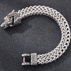 Nordic Viking Jewelry Man Bracelet With Snake Owl Wolf Head Solid Stainless Steel 12MM Mesh Link Chain Men's Bracelets