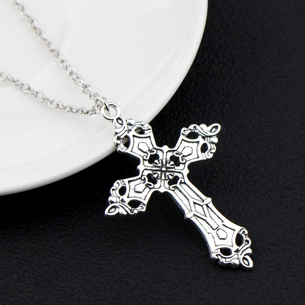 Anime Cross Chain Pendant Necklace — Zinc Alloy