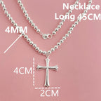 925 Sterling Silver Necklace Width 4mm/6MM Buddha Bead Chain Cross Pendant Chain for Women & Men Jewelry