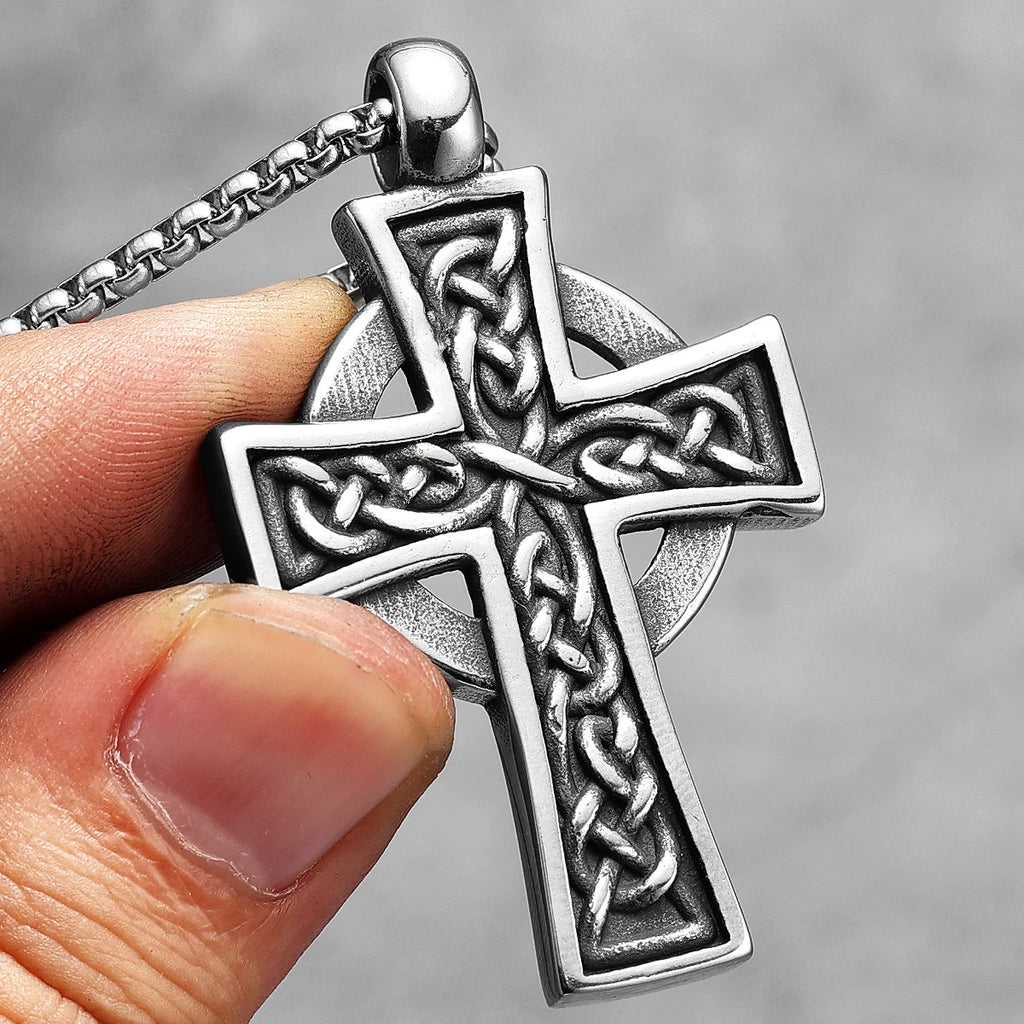 Gothic Celtic Cross Pendant Necklace — Stainless Steel