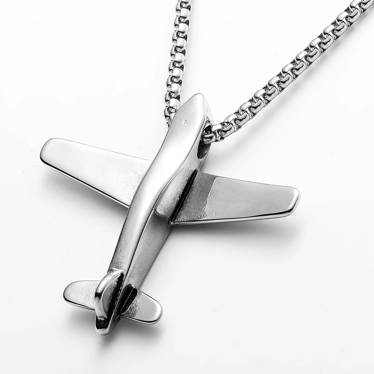 Airplane Pendant Necklace — Stainless Steel