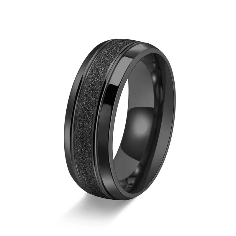 Brushed Matte Wedding Band Ring — Engravable, Stainless Steel