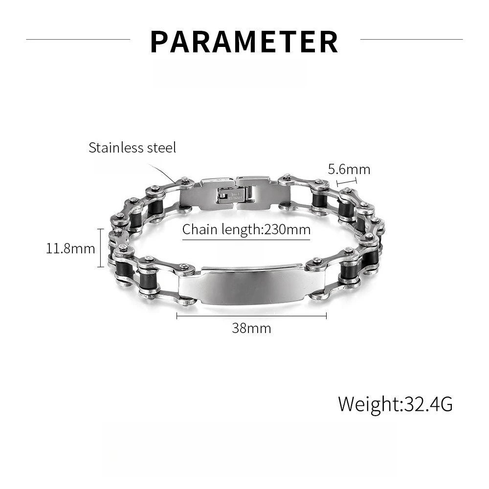 Chunky Men Bracelet,Thick Stainless Steel Strap Chain Link Wristband,Punk Male Jewelry Gift