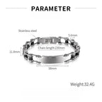 Chunky Men Bracelet,Thick Stainless Steel Strap Chain Link Wristband,Punk Male Jewelry Gift
