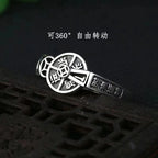 New Vintage Antique Coin Ring with Rotating Compass Design Open Adjustable Ring for Good Fortune Jewelry