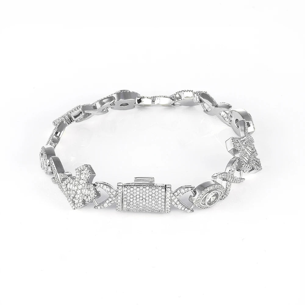 Iced Out Cross Cuban Bracelet Infinity CZ