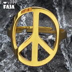 Peace Symbol Silver Ring — Stainless Steel