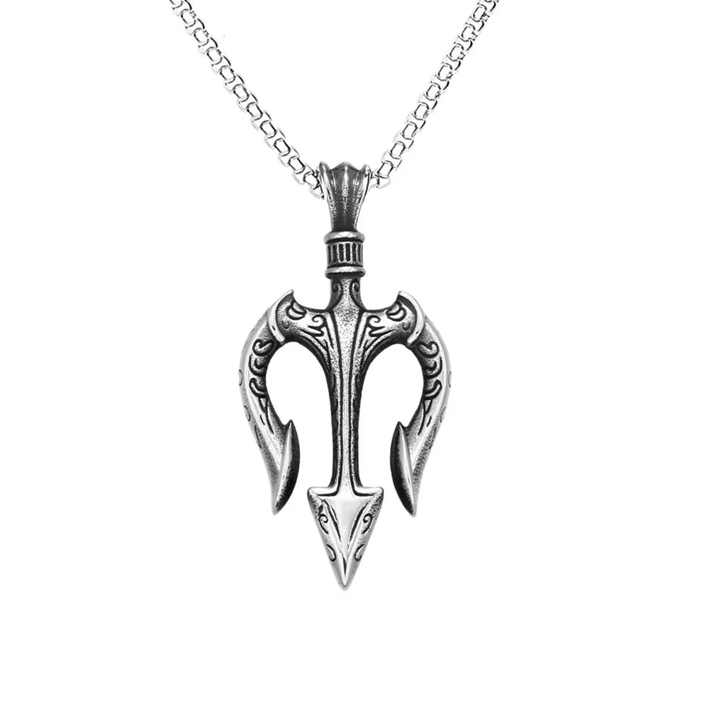 Greek Myth Steel Pendant Vintage Mythology Trident
