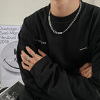 Men Trendy Hip Hot Black Square Pendant Necklace Asymmetric Stainless Steel Cuba Chain Necklace for Men Jewelry