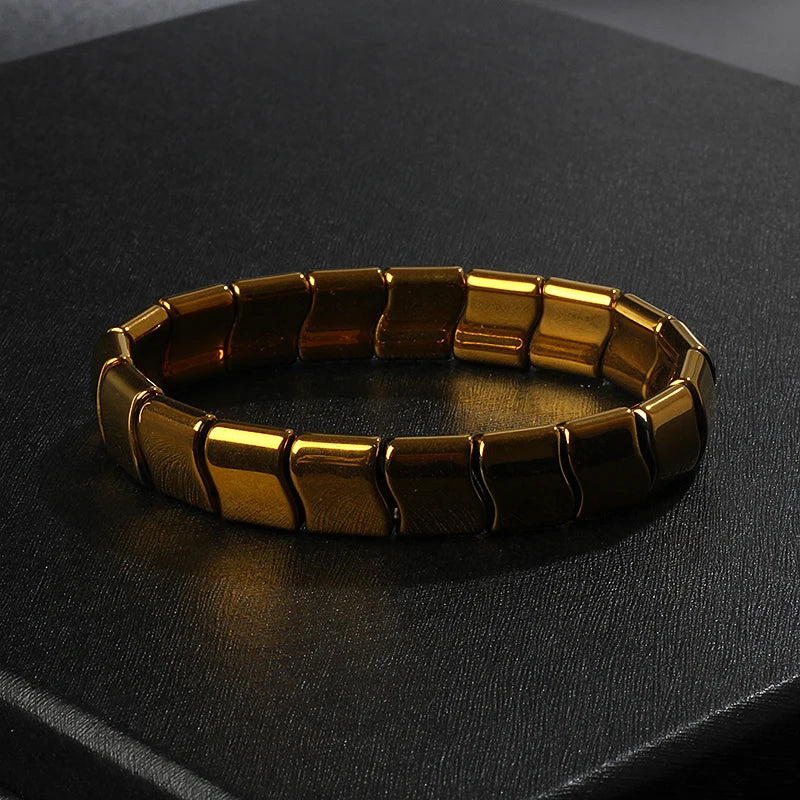 Fashion Wave Hematite Magnetic Bracelet Men Original Beaded Hematite Energy Bracelets for Women Positive Energy Jewelry