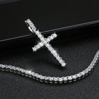 KNOBSPIN Full Moissanite Tennis Necklace with Pendant 925 Sterling Sliver Plated 18k Chain for Man Sparkling HipHop Party Jewely