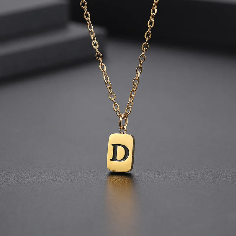 Letter Pendant Square Chain — Gold