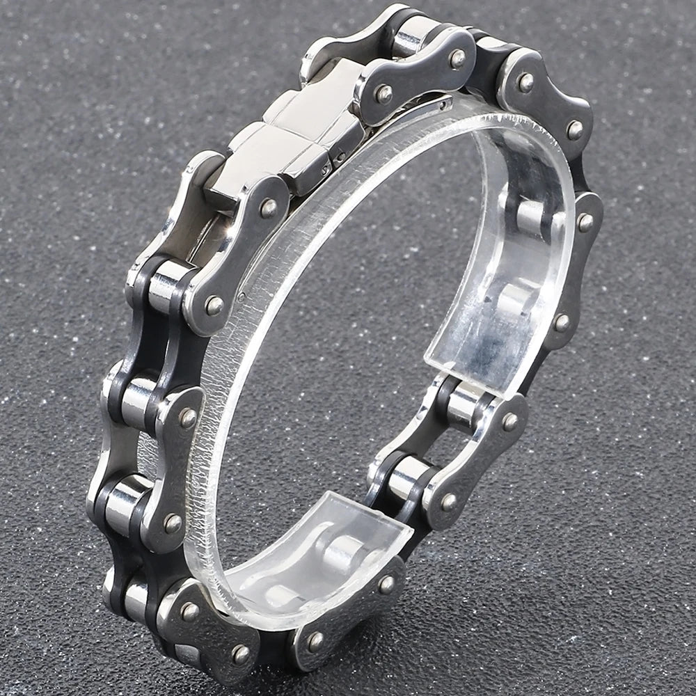 Punk Rock 316L Stainless Steel Biker Bracelet Men's 11MM Wide Motorcycle Link Chain Jewelry Accessory Bracelets for Men