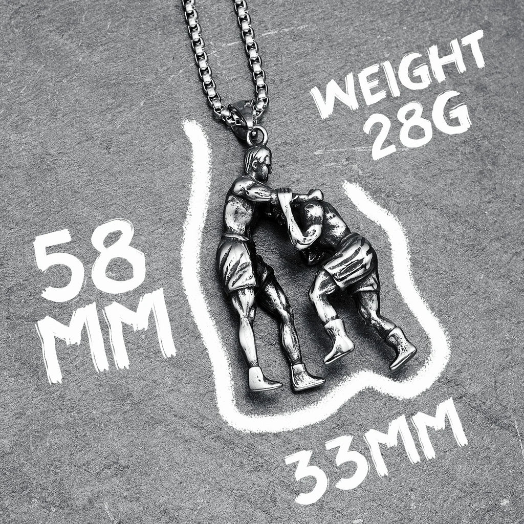 Kung Fu Combat Fight Pendant Necklace — Stainless Steel