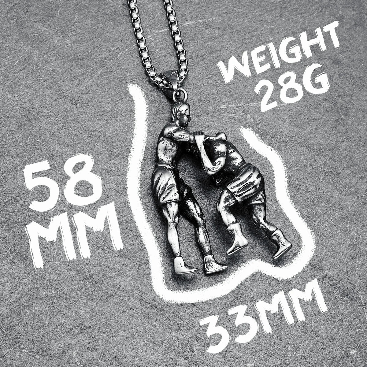 Kung Fu Combat Fight Pendant Necklace — Stainless Steel