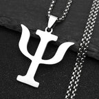 Greek Letter Silver Pendant Necklace — Stainless Steel