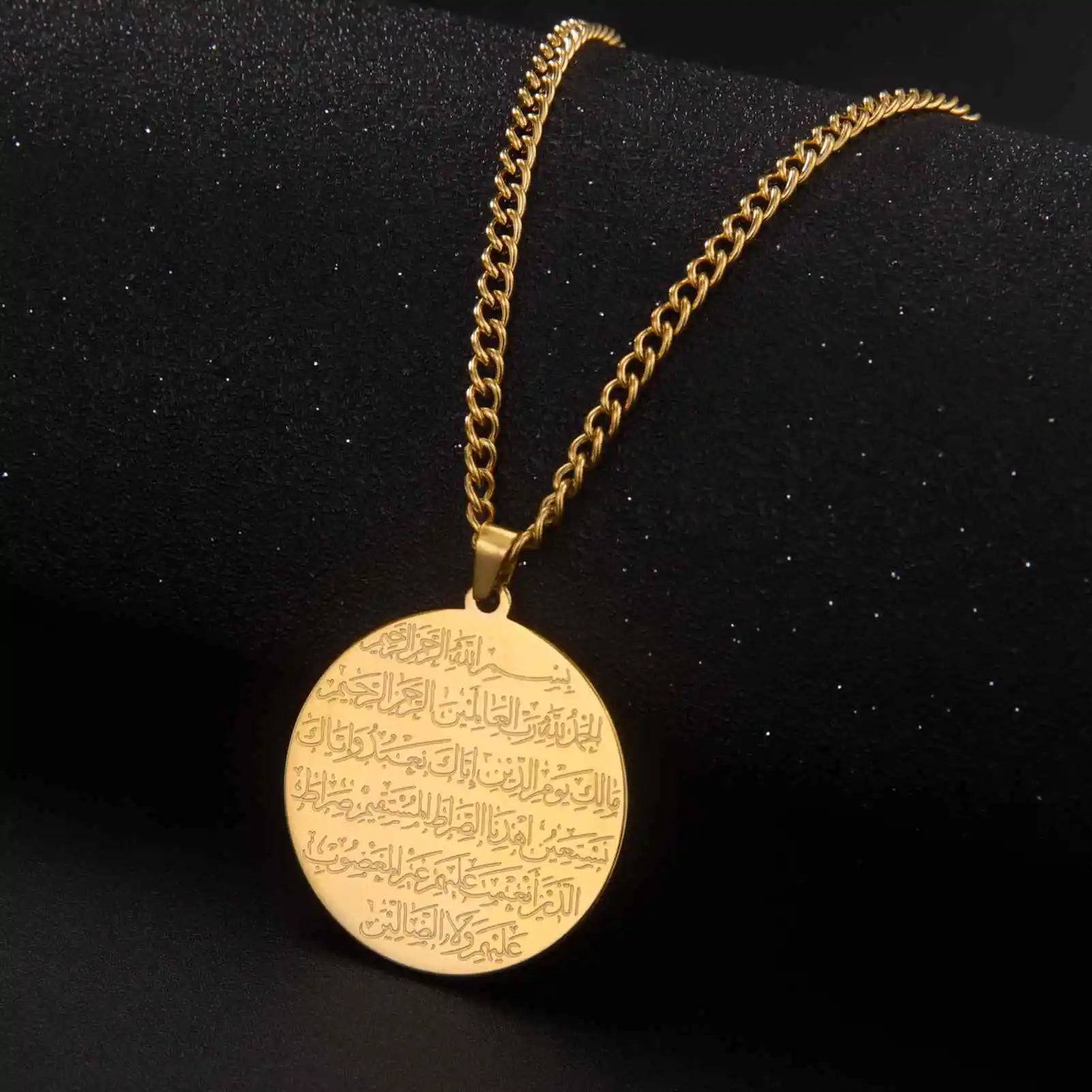 VASSAGO Muslim Allah Necklace Islamic Allah Pendant Necklace Ayatul Kursi Islam Quran Allah Charm Eid Arabic Gift for