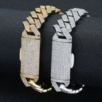 Iced Out Cuban Necklace Stainless Steel 16MM 3-Row