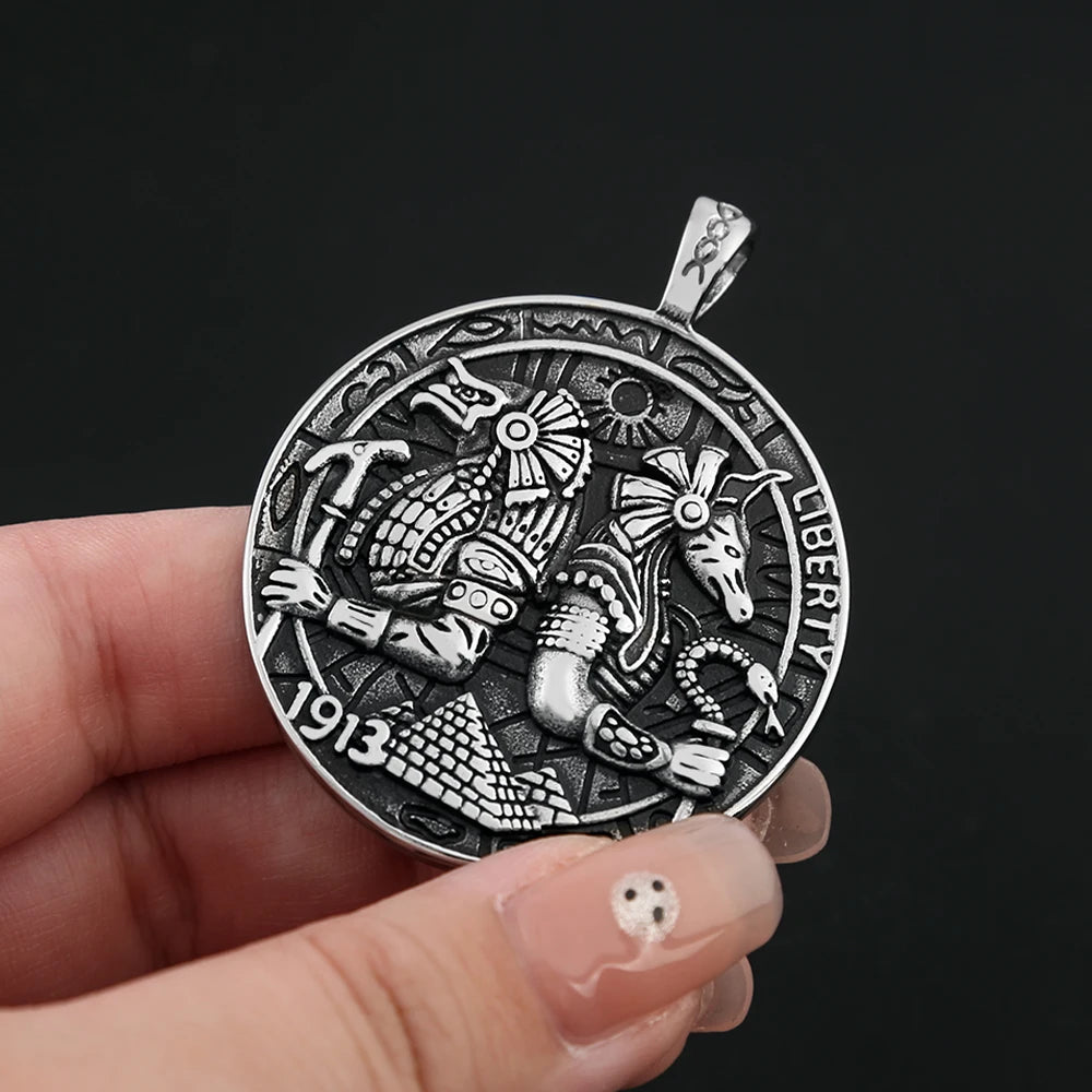 Anubis Steel Pendant Ancient Egyptian Pharaoh