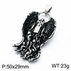 KALEN Vintage Gothic Fallen Angel Pendant Necklace For Men Stainless Steel Death Grim Reaper Wing Totem Charm Fashion Jewelry