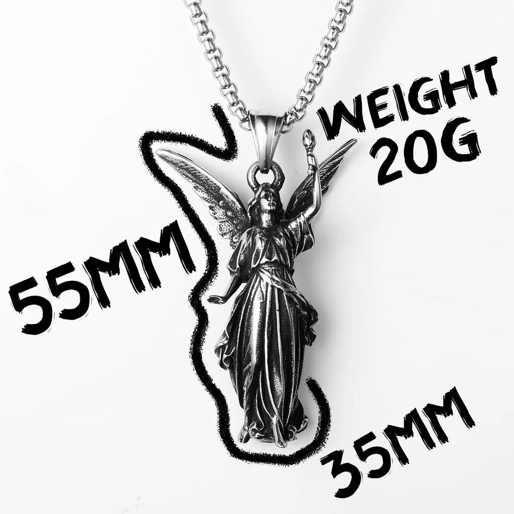 Angel Statue Pendant Necklace — Stainless Steel
