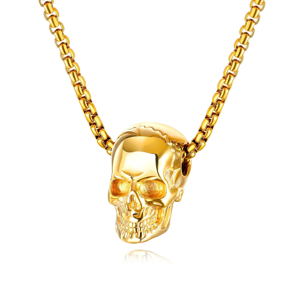 Fashion Retro Punk Skull Men's Pendant Necklace Vintage Hip Hop Titanium Steel Stainless Steel Necklace Gifts Wholesale