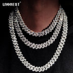Hip Hop 14MM Prong Cuban Link Chain Necklace & Bracelet Iced Out Bling Cuban Chain Rhinestone Chains For Men Punk