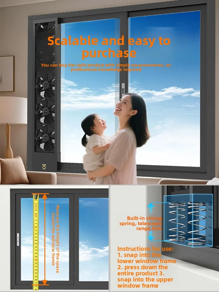 Household no-drill window exhaust fan, no installation required no hole needed, glass window ventilation fan powerful