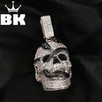THE BLING KING Iced Out Ghost Skull Head Black Snake Arround Pendant Necklace For Men White Gold Plated Charm Hip Hop Jewelry