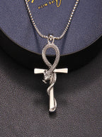 Cross Snake Steel Pendant