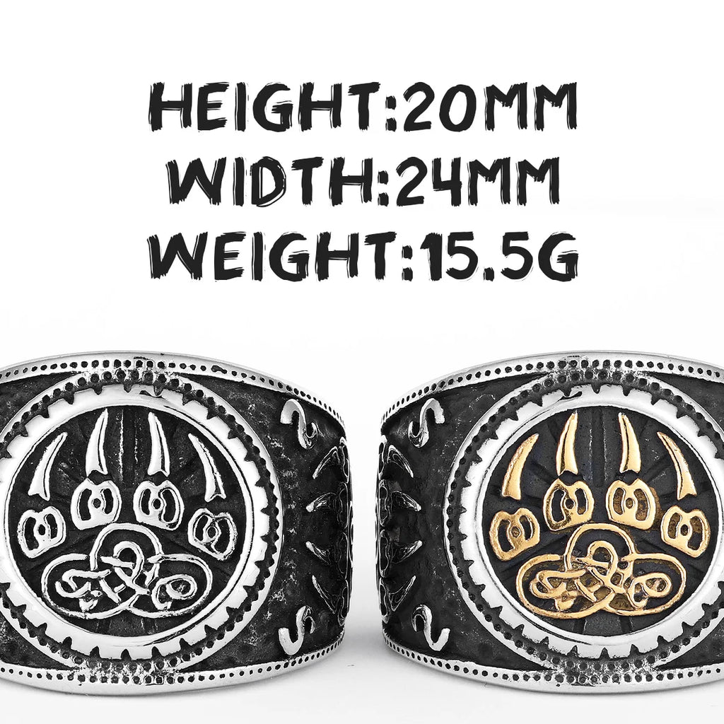 Ursa Bear Viking Rune Wolf Ring — Stainless Steel