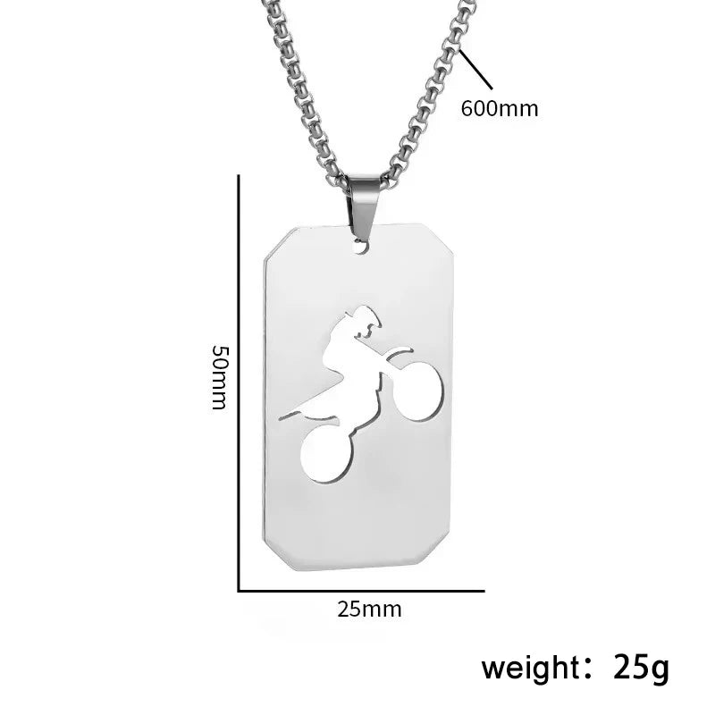 Silver Motorcycle Pendant Necklace Box Chain