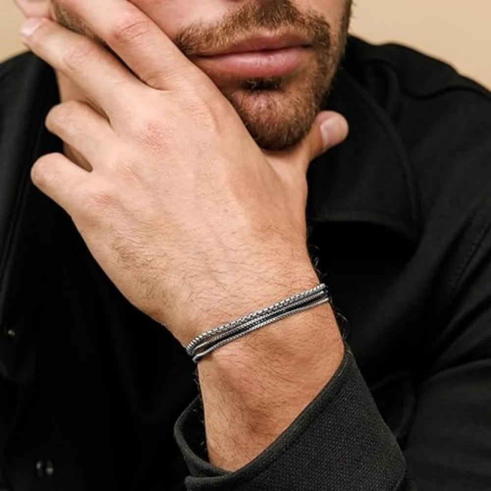 Box Chain Bracelet Set — Stainless Steel