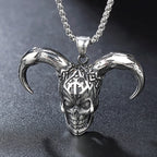 Horned Skull Pendant Necklace for Men — Zinc Alloy
