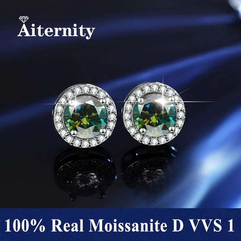 HOT Moissanite S925 Sterling Silver Stud Earrings For Women And Men With 2 Certificates Pass Diamond Test Pen Fine Jewelry