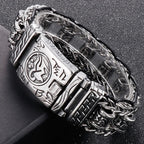 Religious Man Bracelet Stainless Steel 22MM Width Buddhist Scriptures Link Men's Bracelets Leather Wristband On Hand