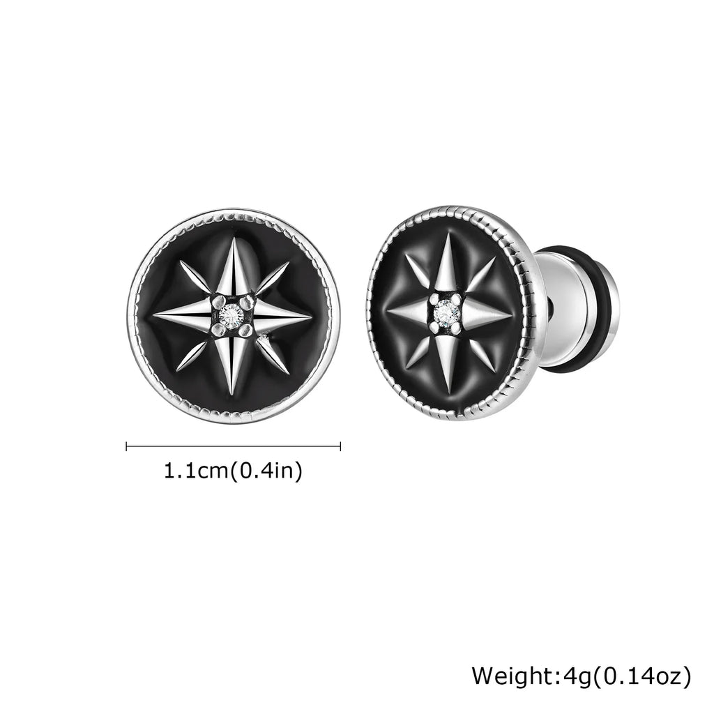 Gothic Norse Viking Rune Stud Earrings — Stainless Steel