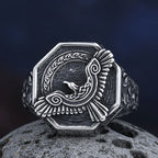 Amulet 2023 New 316L Stainless Steel Norse Mythology Flying Eagle Ring For Man Women Viking Pattern Jewelry Party Gift