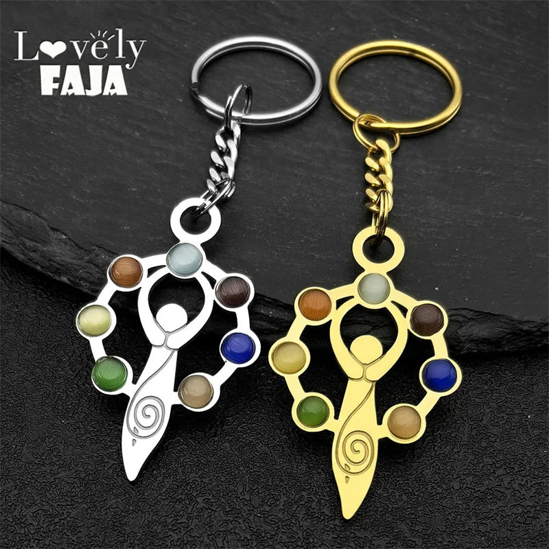 Key Gold Chain Chakra Stone Yoga Reiki Spiritual