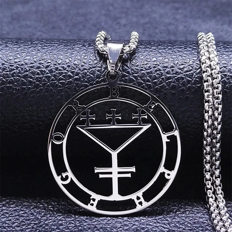 Belphegor Seal Round Pendant Necklace — Stainless Steel