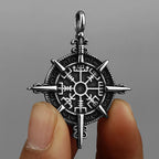Compass Viking Steel Pendant 316L Rune Vintage