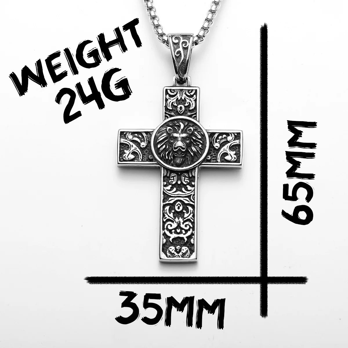 Lion Carving Flowers Cross Men Necklaces Stainless Steel Pendant Chain Women Fashion Jewelry Punk Accessories Gifts
