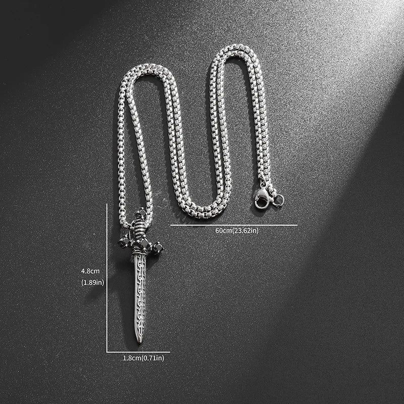 Black Cross Pendant Necklace Vintage Box Chain
