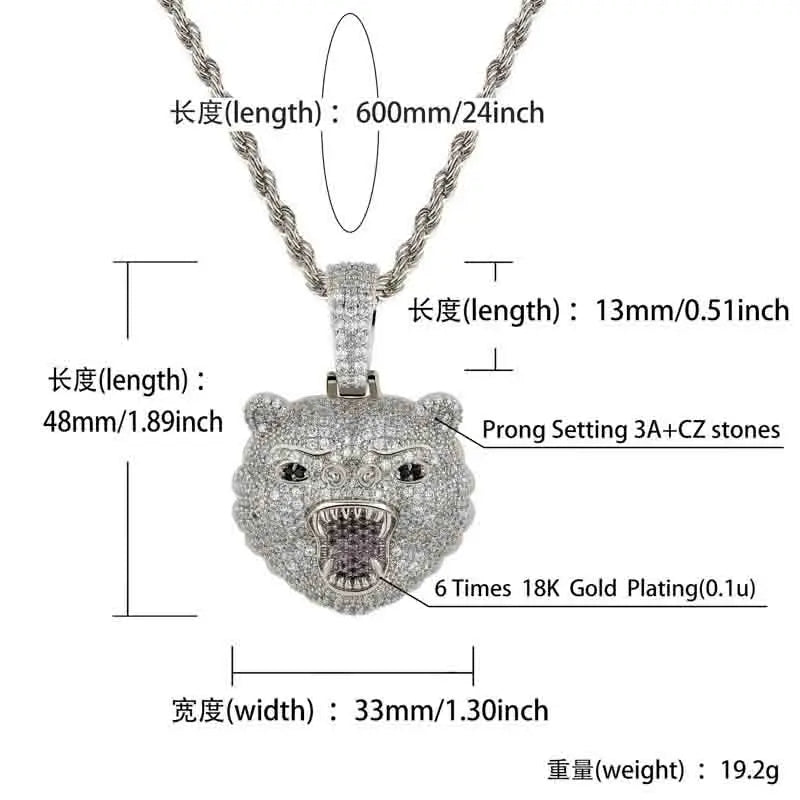 Iced Out Lion Rope Chain Pendant