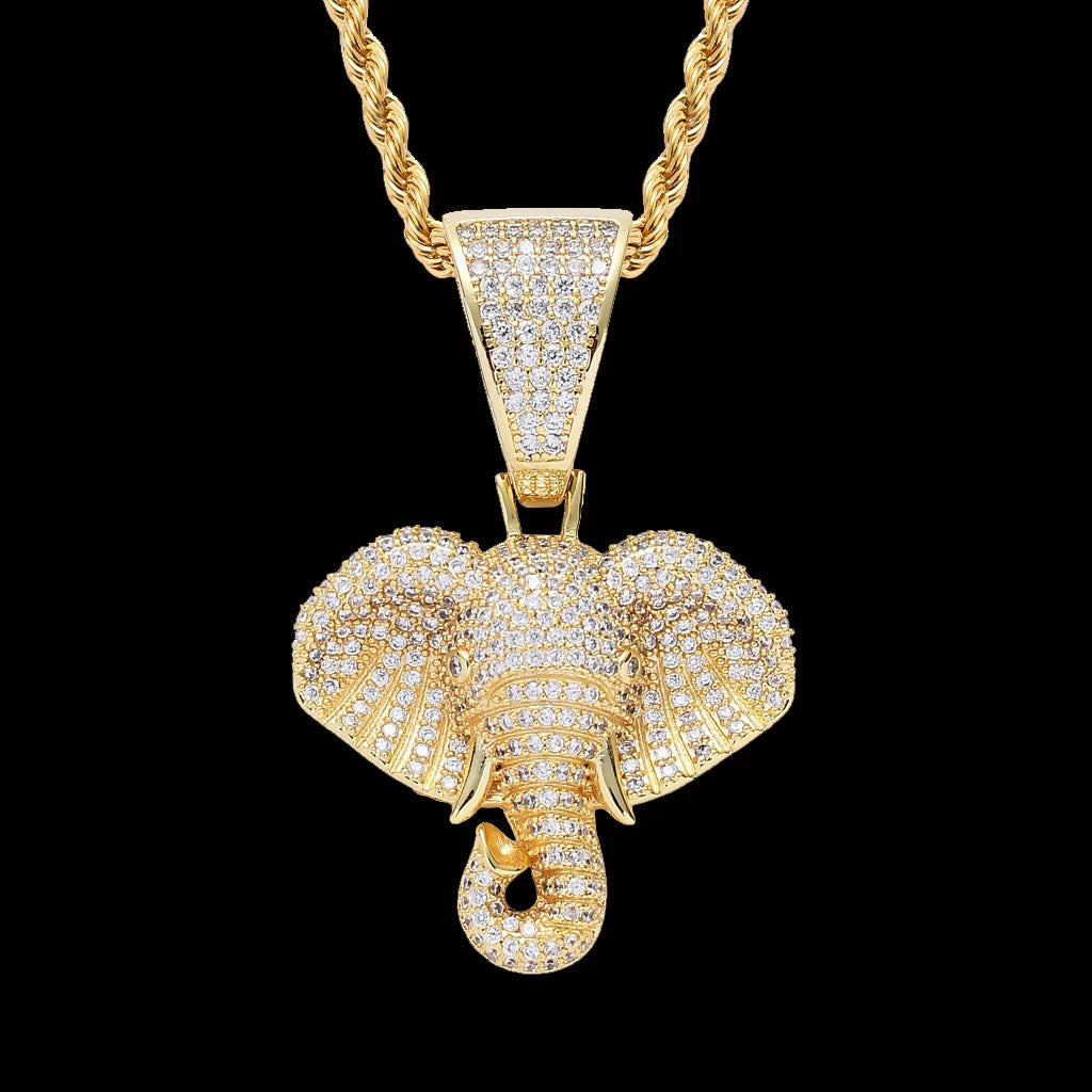 Gold Elephant Pendant Necklace Statement
