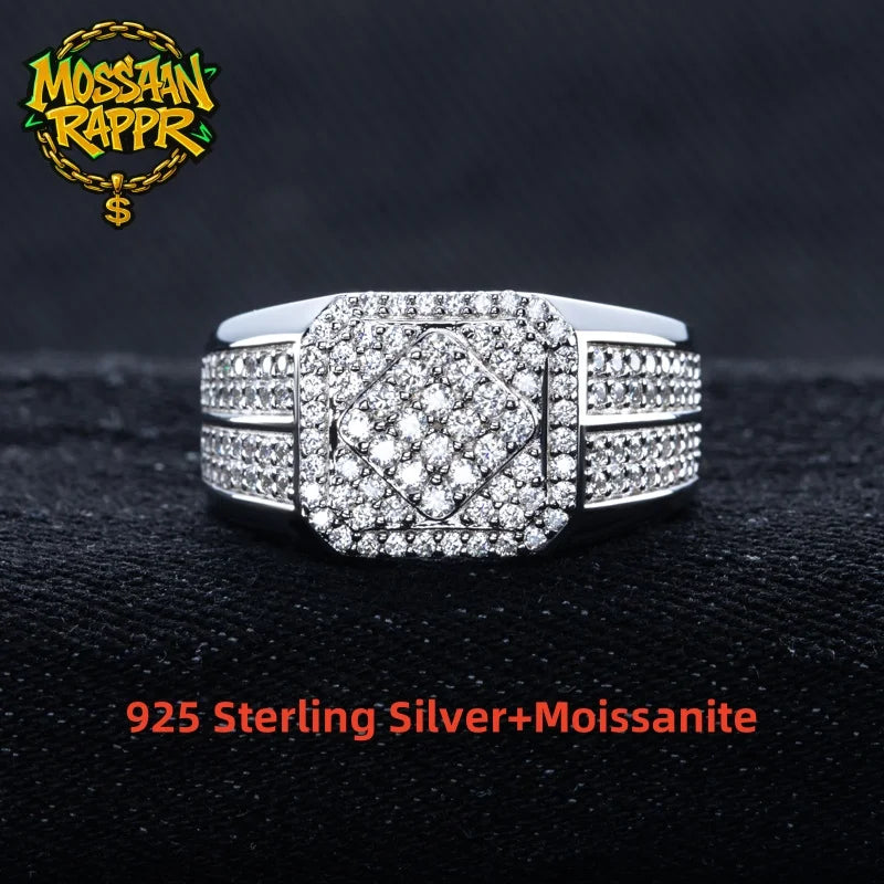 Iced Out Diamond Ring — Two-Tone Silver Gold