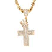 ‌Elegant Cross Pendant Necklace with CZ Stones Copper Chain Jewelry for Everyday Wear Gift Giving‌‌